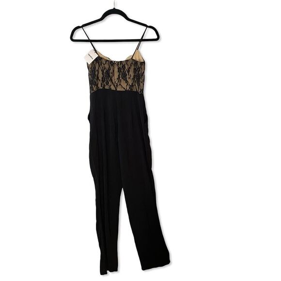 Superdown Revolve Bella Lace Jumpsuit illusion black nude bodice one piece XS - Picture 4 of 11